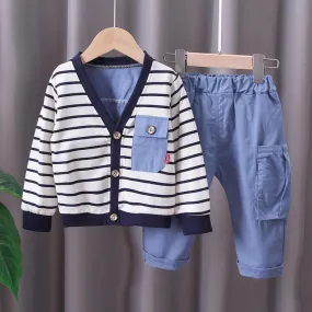 2-piece Stripes Coat & Pants for Children Boy