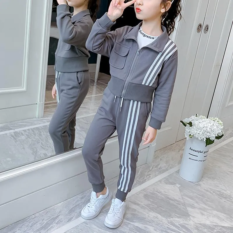 2-piece Stripes Coat & Pants for Girl