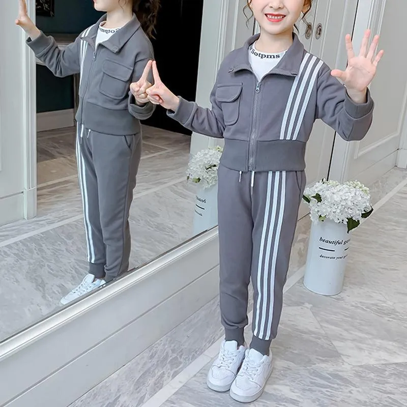 2-piece Stripes Coat & Pants for Girl