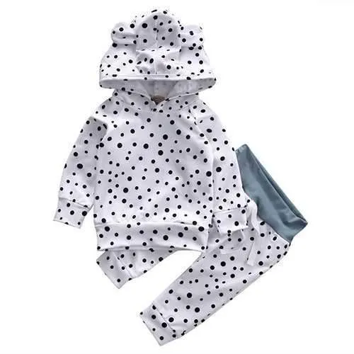 2pcs Polka Dot Unisex Baby Clothing Set