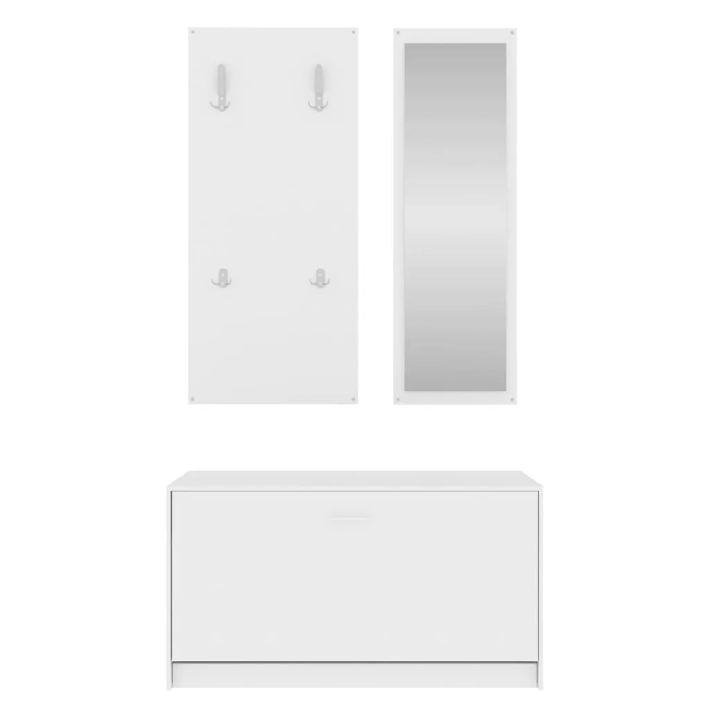 3-in-1 Shoe Cabinet Set White Engineered Wood