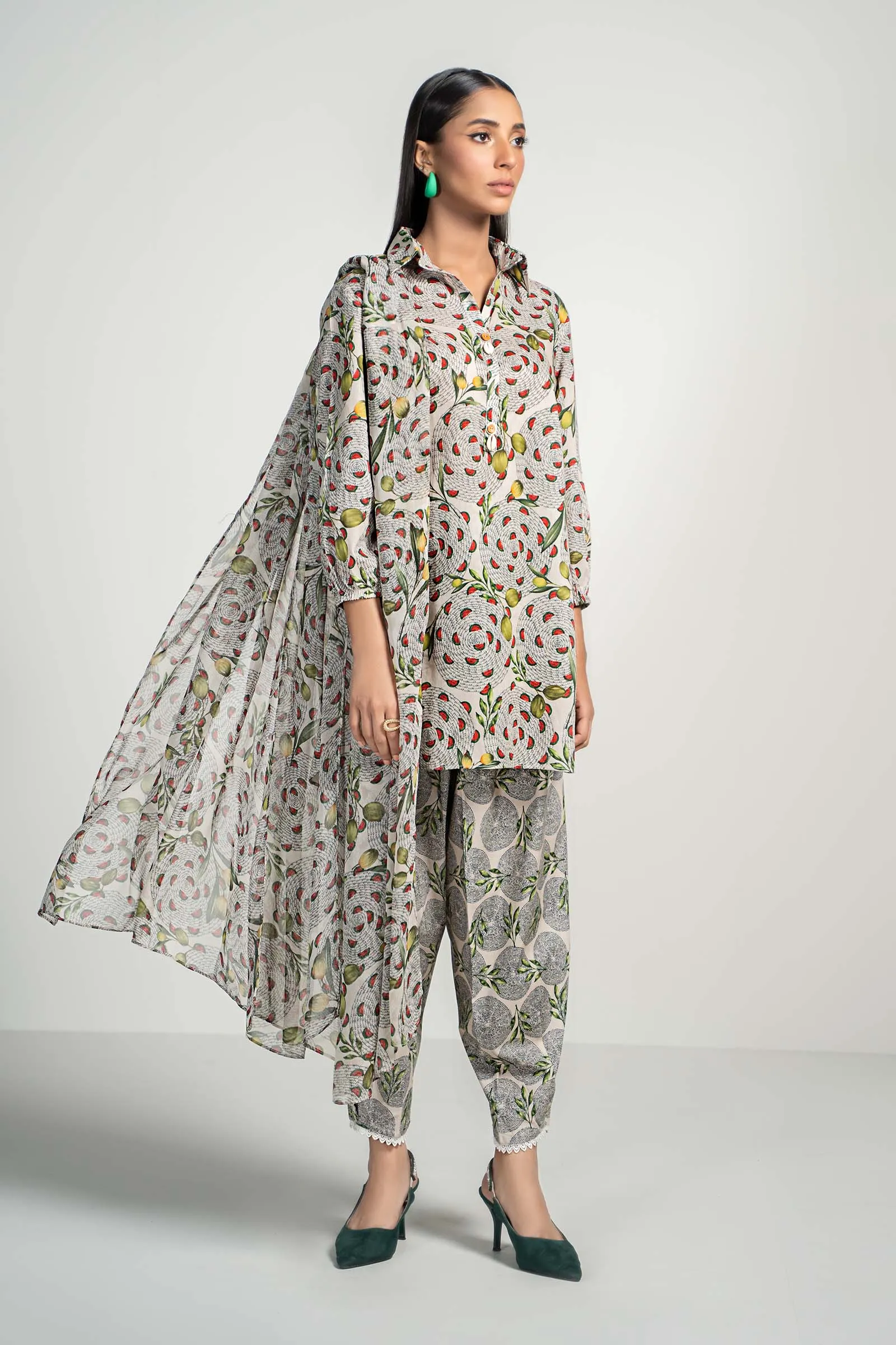 3 Piece Printed Lawn Suit | PS-PF24-01