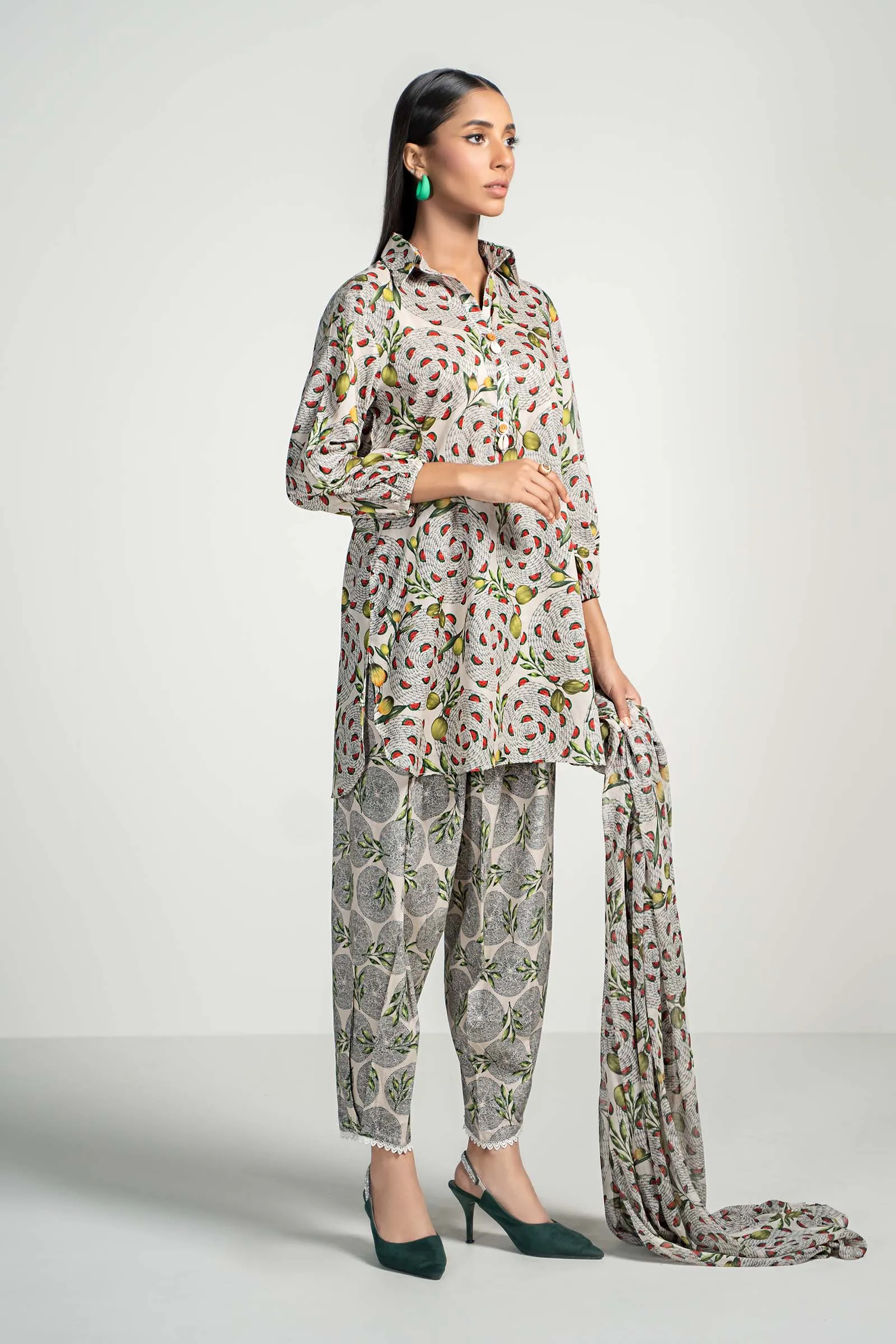 3 Piece Printed Lawn Suit | PS-PF24-01