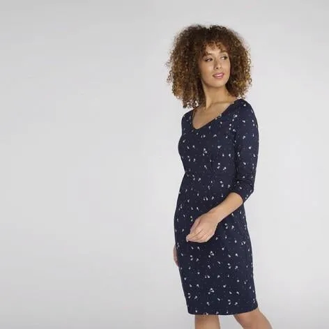 3/4 Sleeve Navy Spot Floral Dress