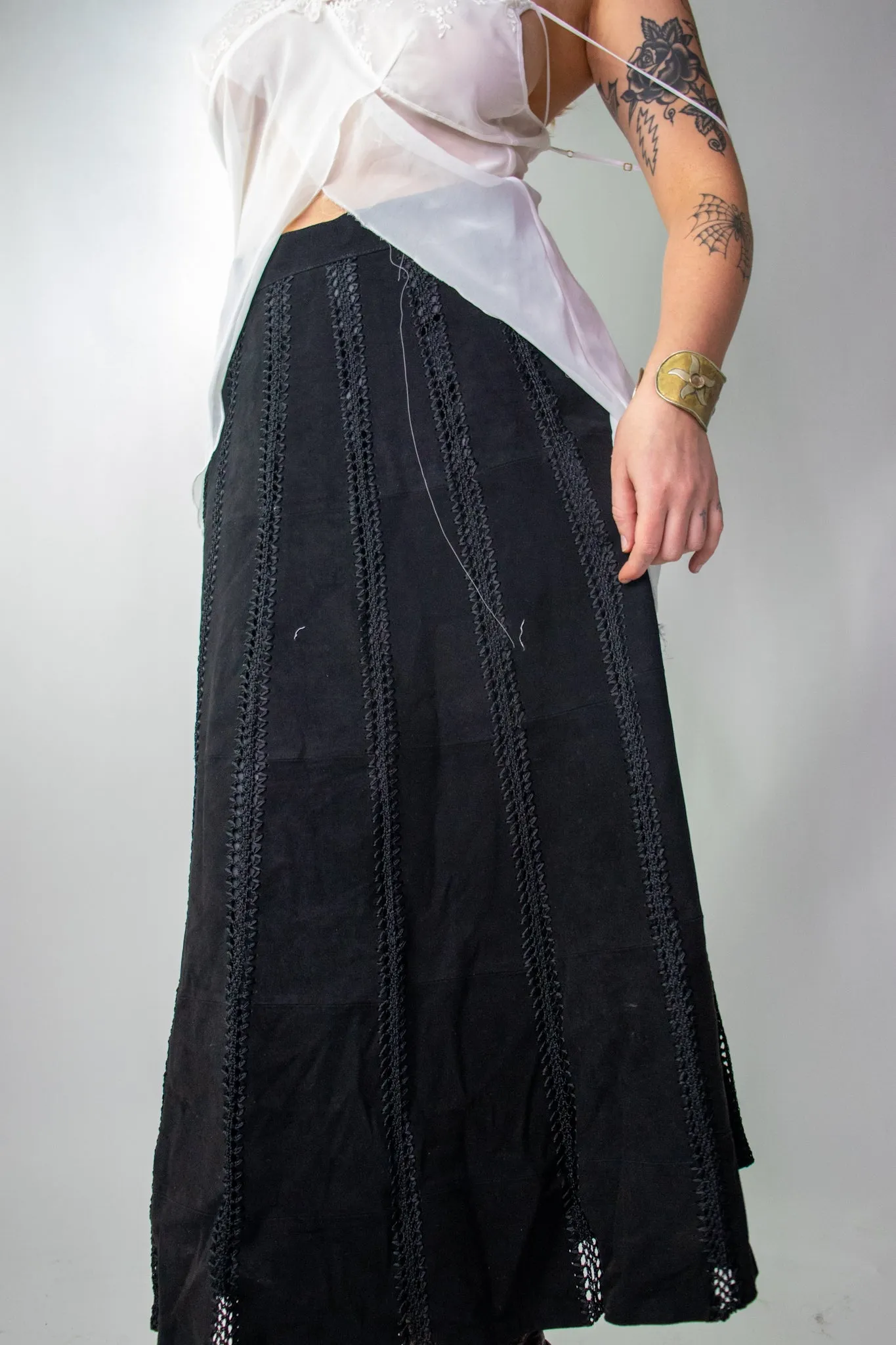 90s Suede Layered Maxi