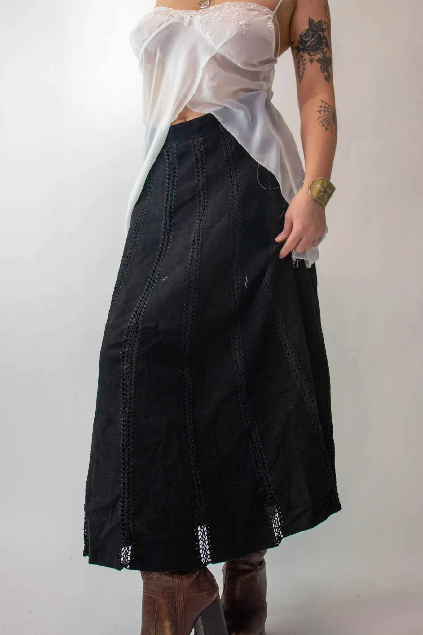 90s Suede Layered Maxi