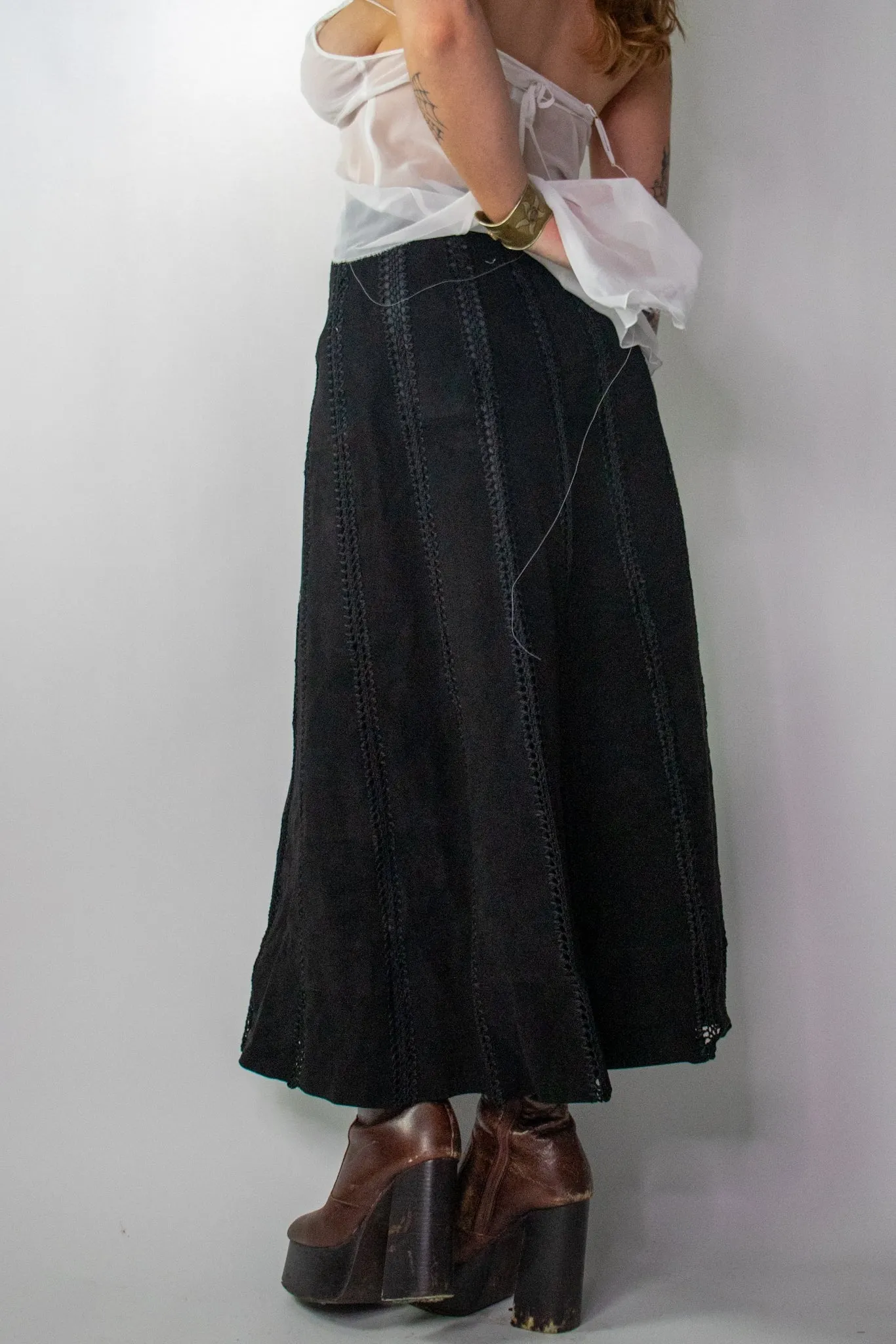 90s Suede Layered Maxi