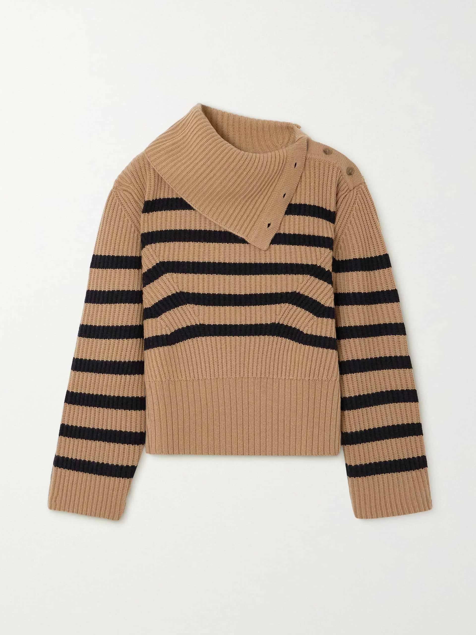 Adrienne striped ribbed wool and recycled cashmere-blend turtleneck sweater