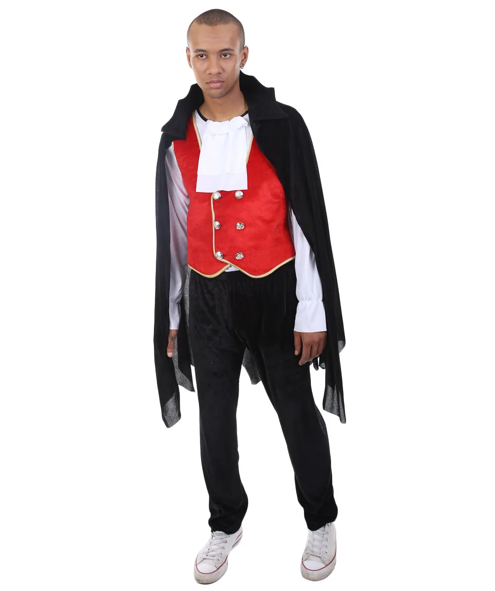 Adult Men's Classic Vampire 3Pc Costume | Black and Red Halloween Costume