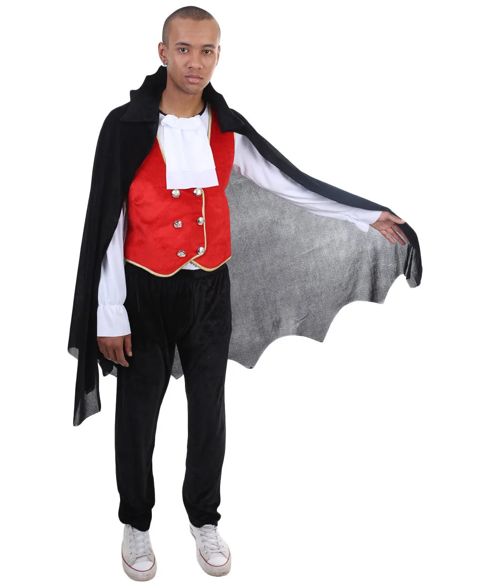 Adult Men's Classic Vampire 3Pc Costume | Black and Red Halloween Costume