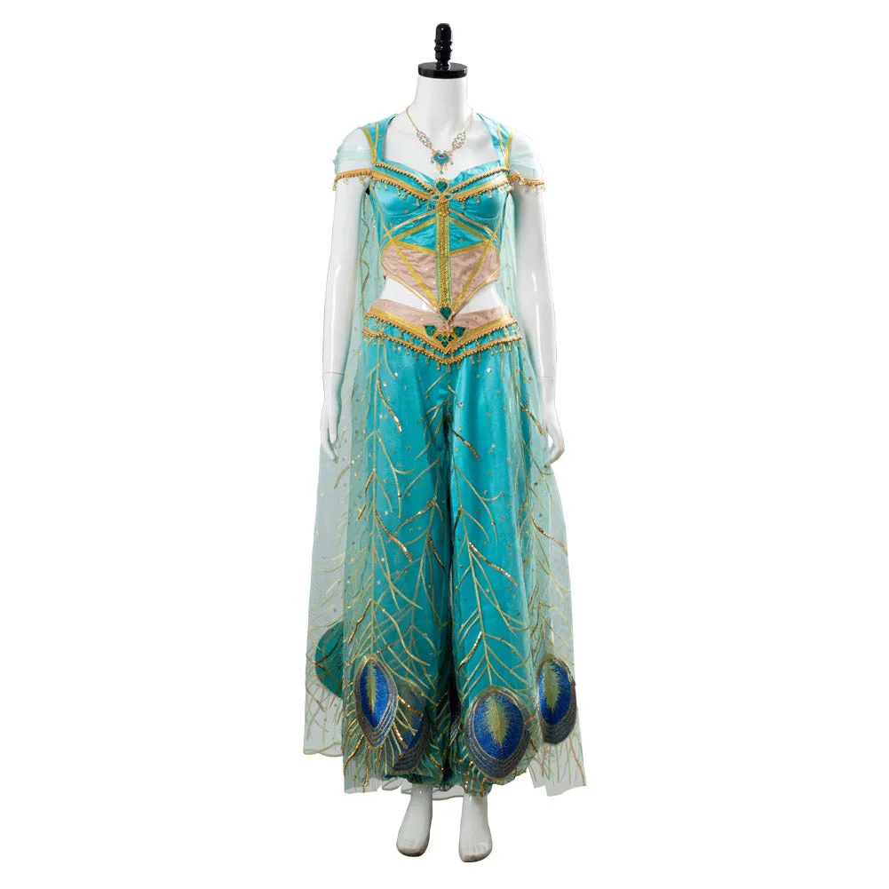 Adult Naomi Scott Princess Jasmine Peacock Outfit Cosplay Costume