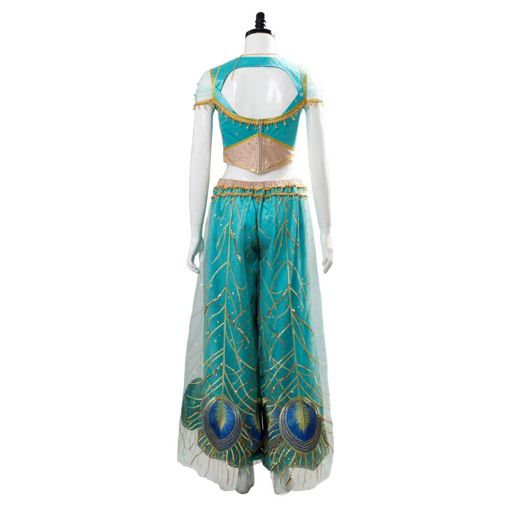 Adult Naomi Scott Princess Jasmine Peacock Outfit Cosplay Costume