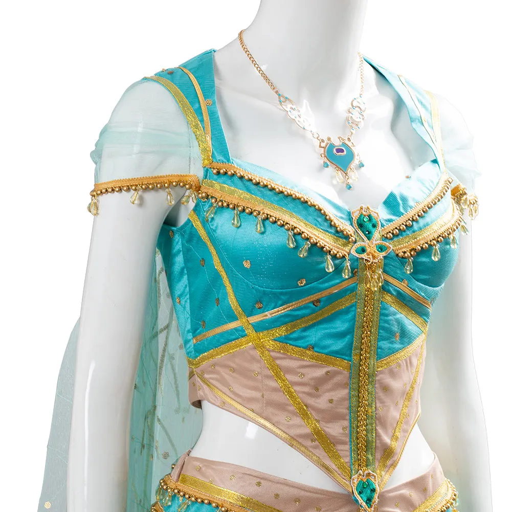 Adult Naomi Scott Princess Jasmine Peacock Outfit Cosplay Costume