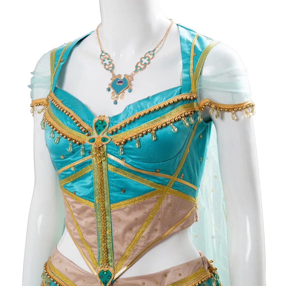 Adult Naomi Scott Princess Jasmine Peacock Outfit Cosplay Costume