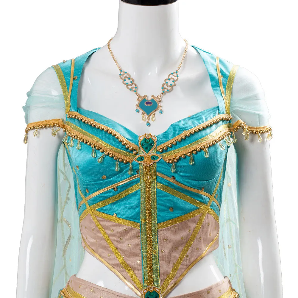 Adult Naomi Scott Princess Jasmine Peacock Outfit Cosplay Costume