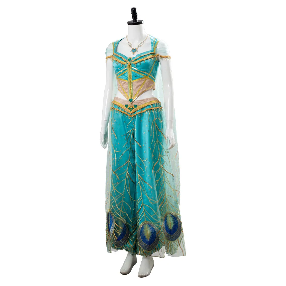 Adult Naomi Scott Princess Jasmine Peacock Outfit Cosplay Costume