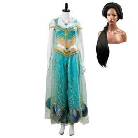 Adult Naomi Scott Princess Jasmine Peacock Outfit Cosplay Costume