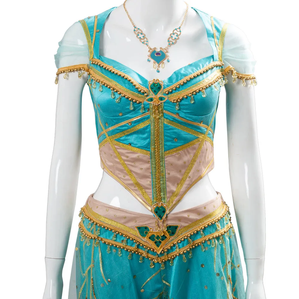 Adult Naomi Scott Princess Jasmine Peacock Outfit Cosplay Costume