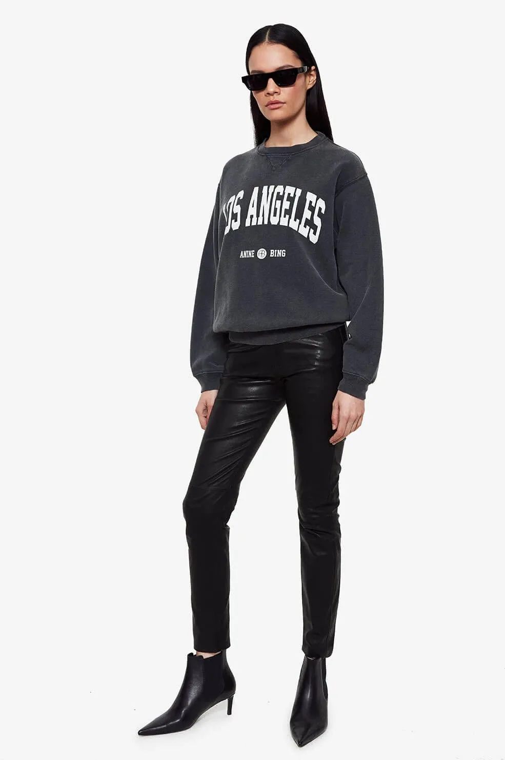 Anine Bing - Ramona Sweatshirt Los Angeles in Washed Black