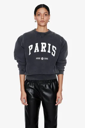 Anine Bing - Ramona University Sweatshirt Paris in Washed Black