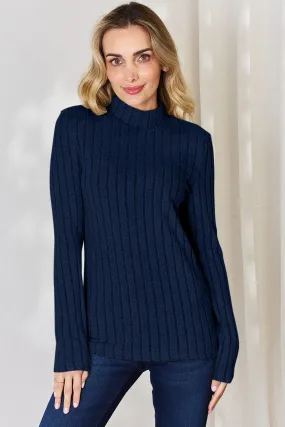 Aubrey Ribbed Mock Neck Long Sleeve T-Shirt