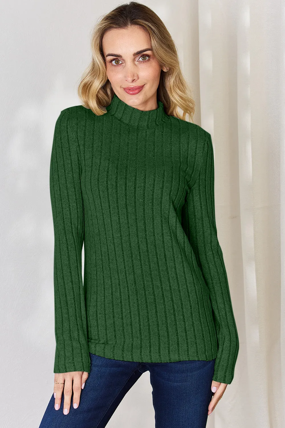 Aubrey Ribbed Mock Neck Long Sleeve T-Shirt