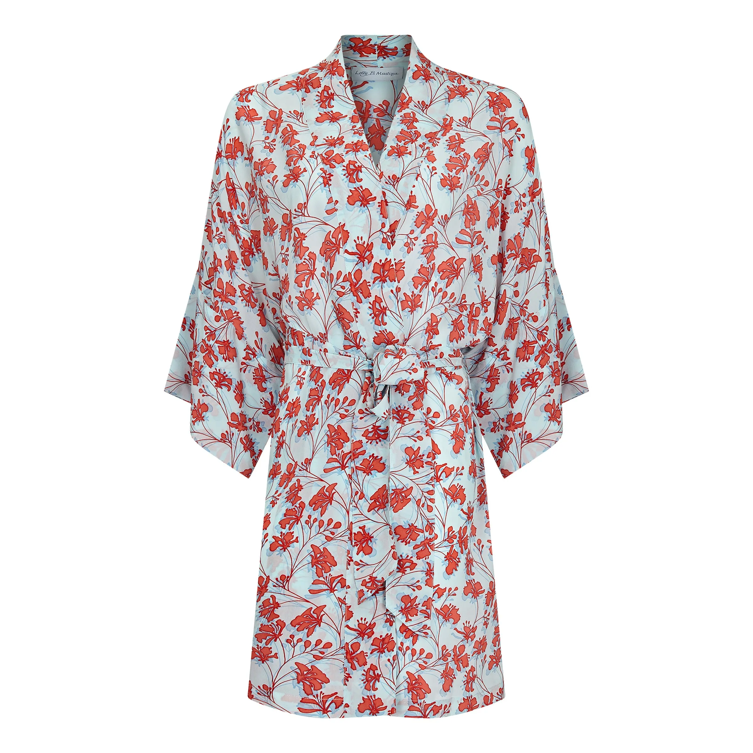 Bed-to-Beach set (Robe, Top & Shorts): FLAMBOYANT FLOWER - ORANGE