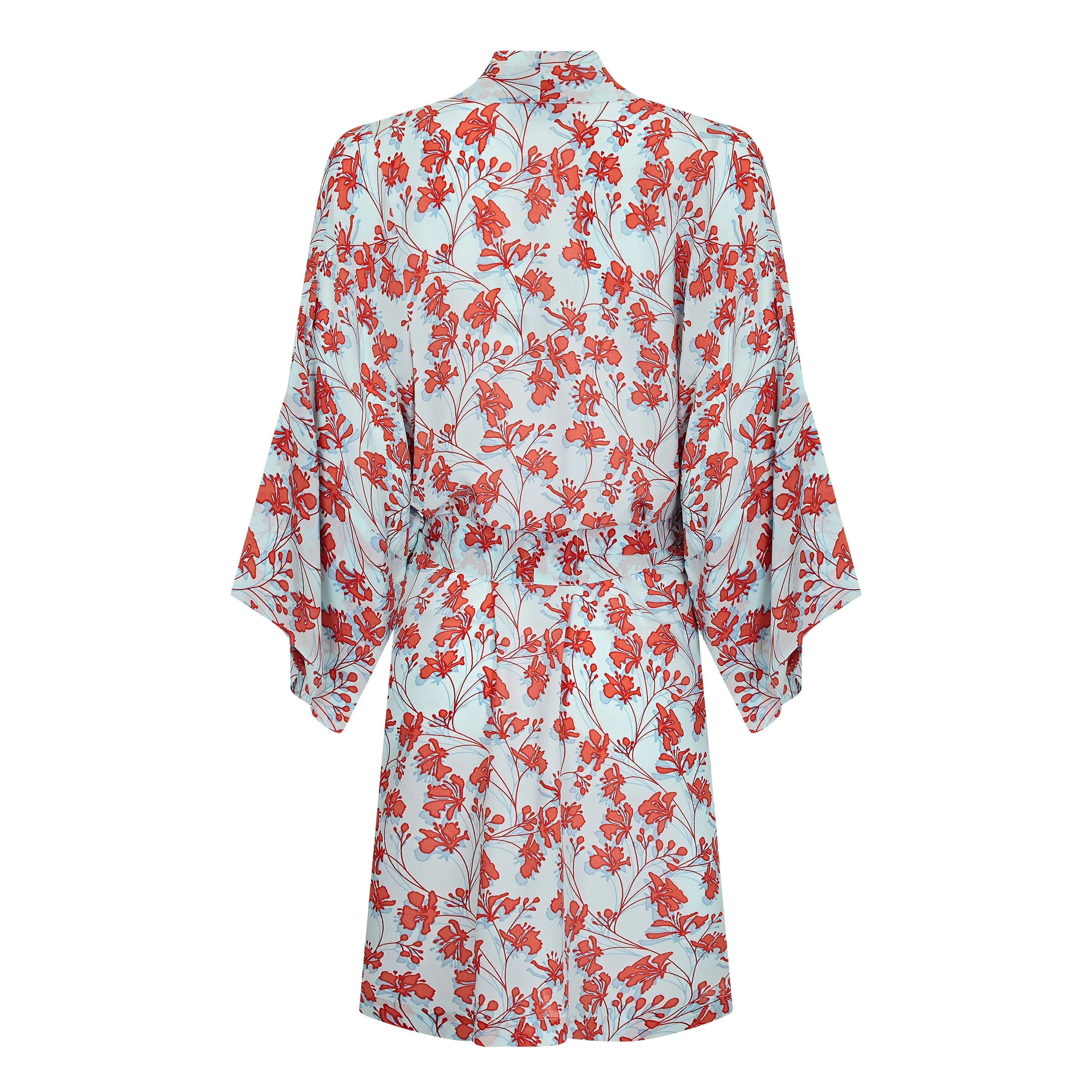 Bed-to-Beach set (Robe, Top & Shorts): FLAMBOYANT FLOWER - ORANGE