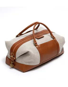 Beige & Tan Leather Duffle Bag