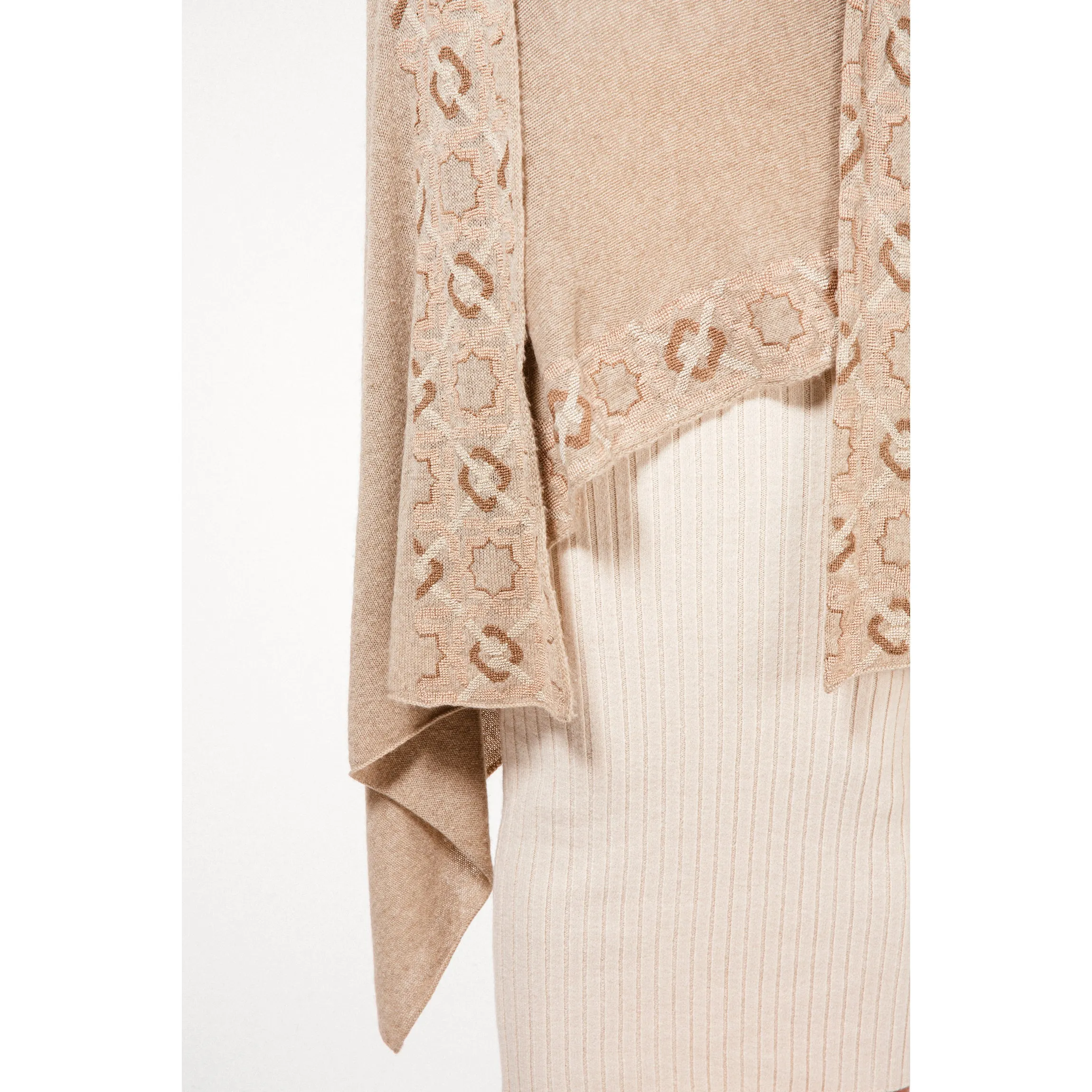 BEIGE CASHMERE PONCHO