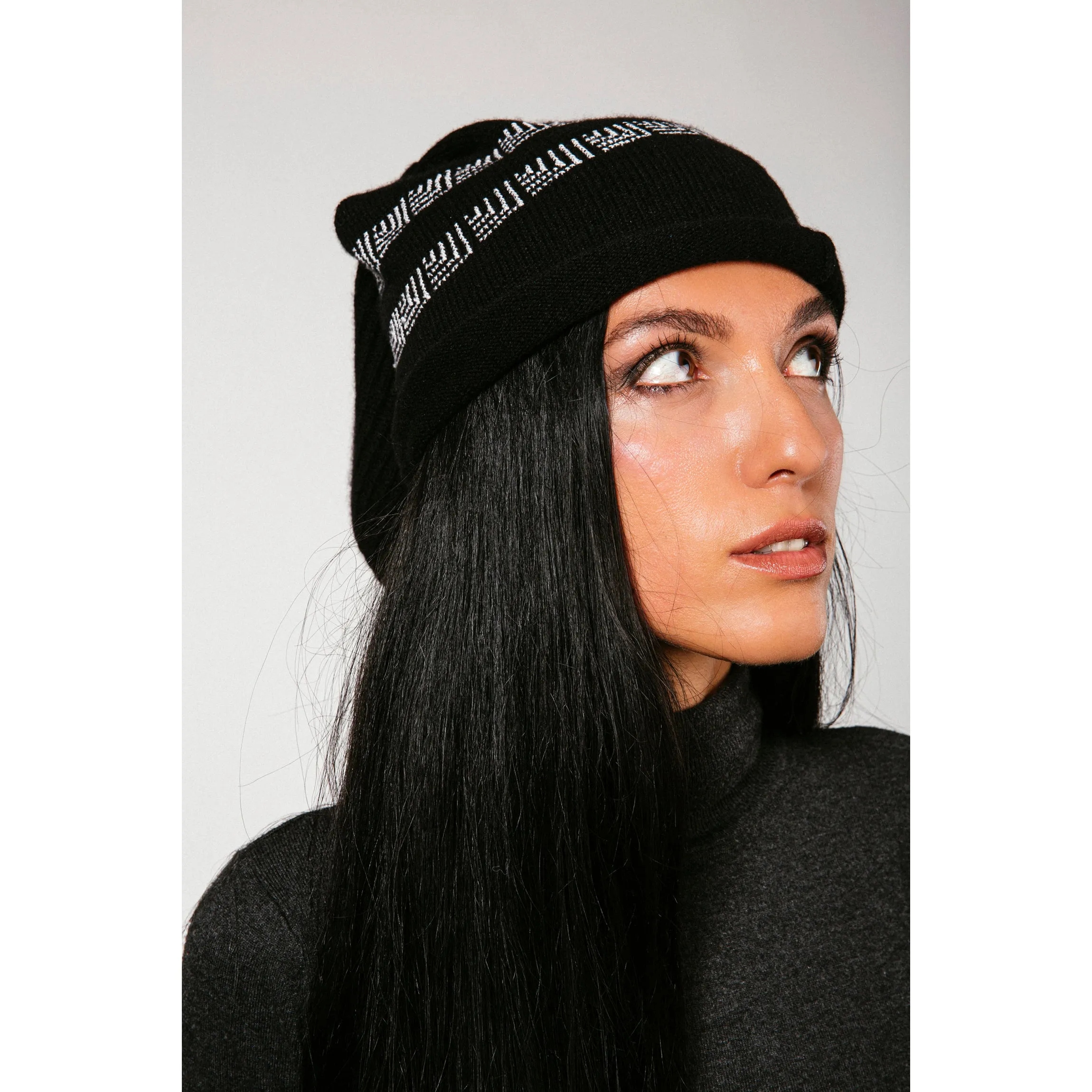 BLACK CASHMERE BALACLAVA/BEANIE