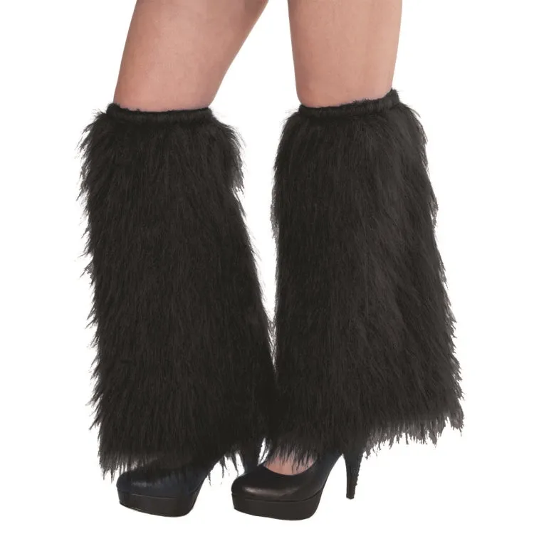 Black Plush Leg Warmers 2pk