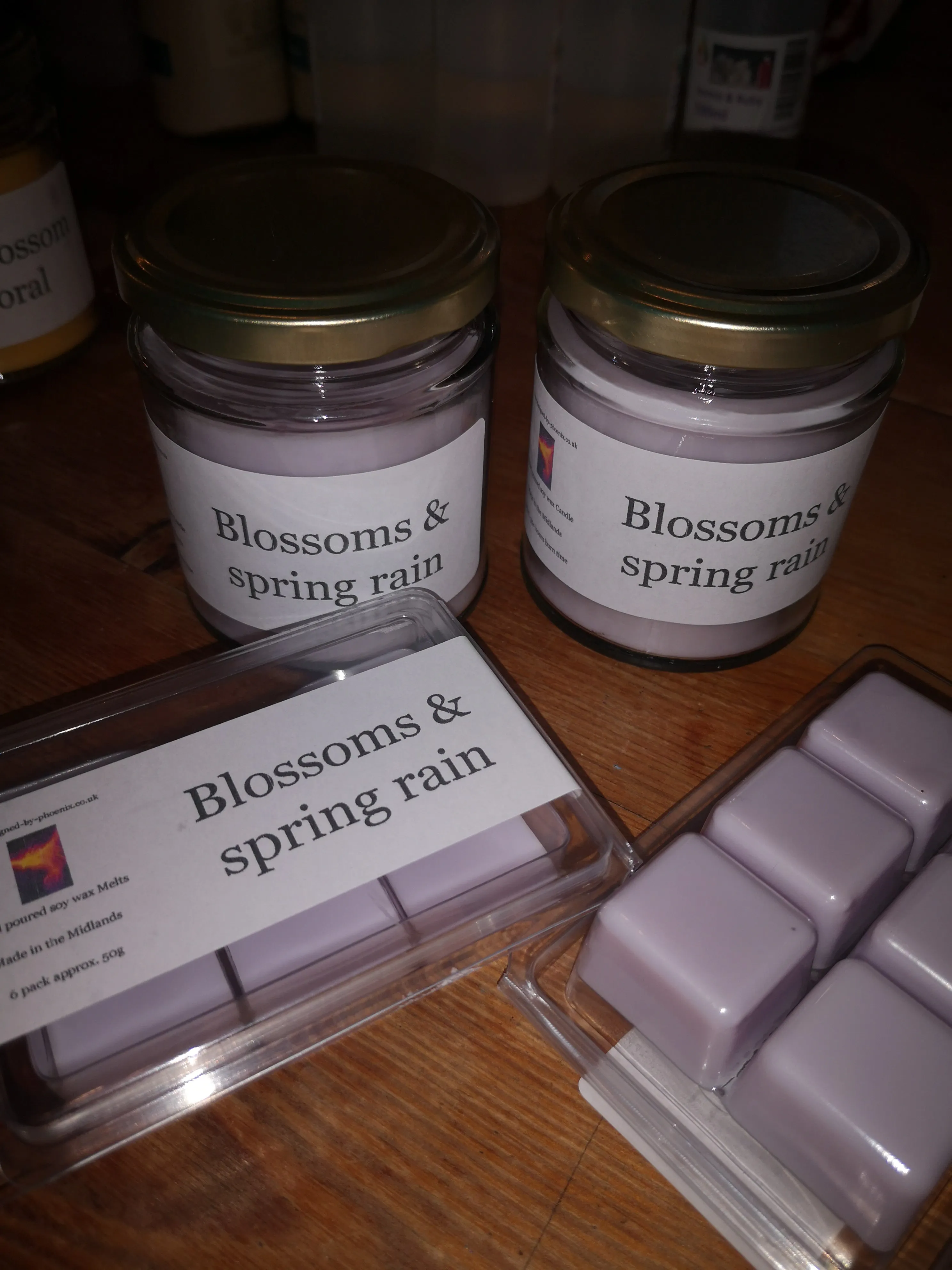 Blossoms & Spring rain, wax melts and candles, Made in the Midlands