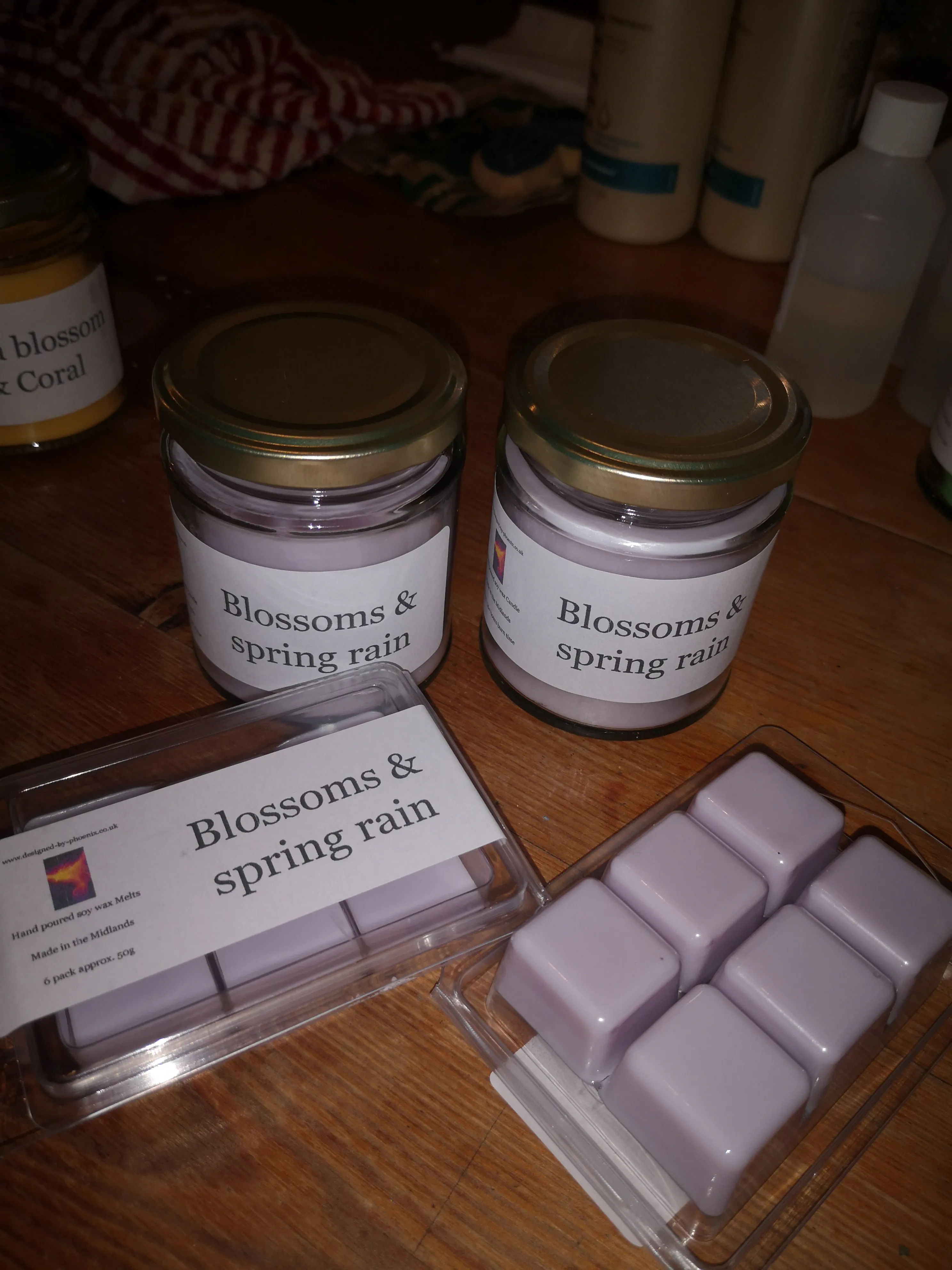 Blossoms & Spring rain, wax melts and candles, Made in the Midlands