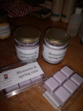 Blossoms & Spring rain, wax melts and candles, Made in the Midlands