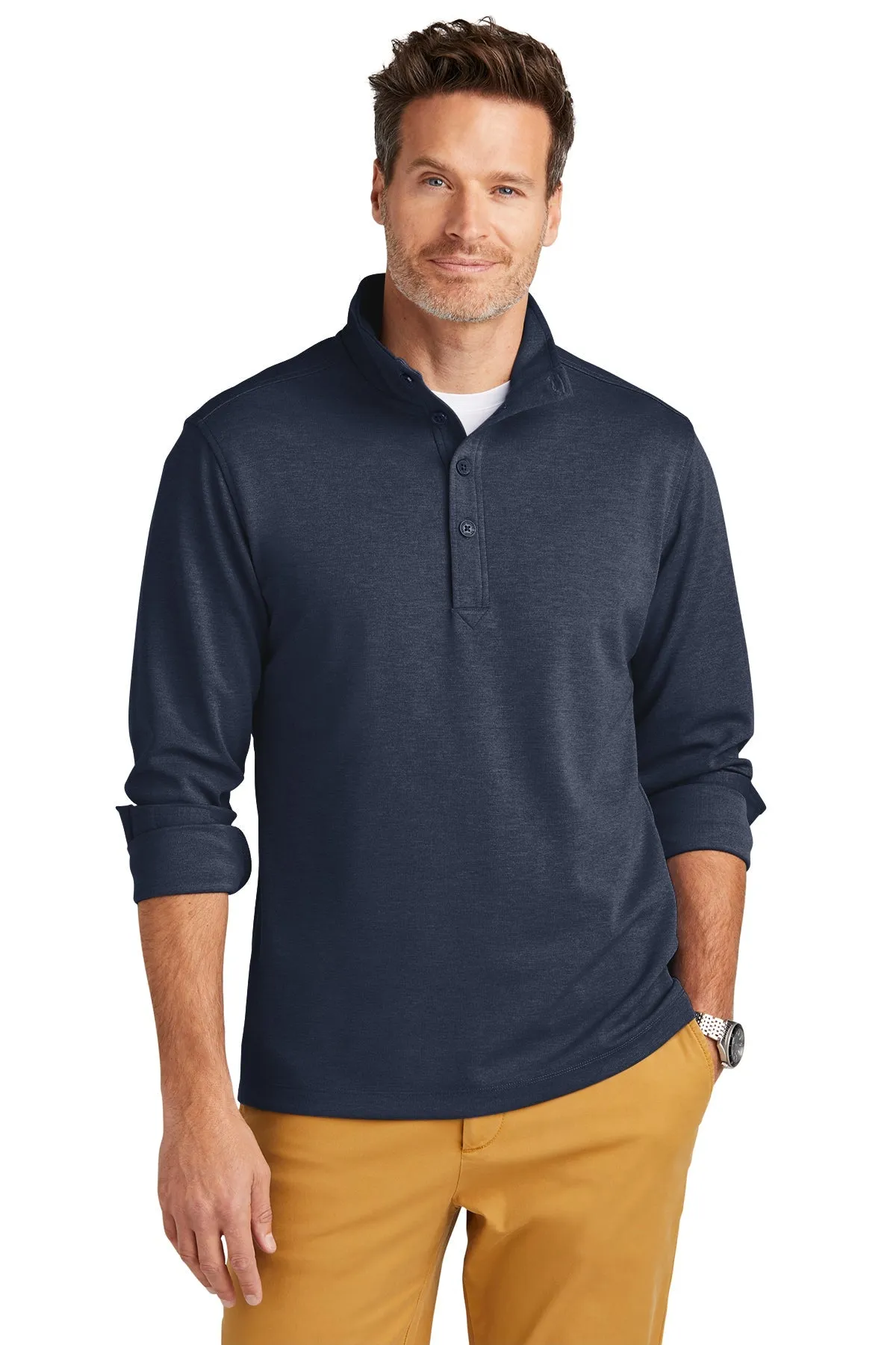 Brooks Brothers Mid-Layer Stretch 1/2-Button, Navy Blazer Heather