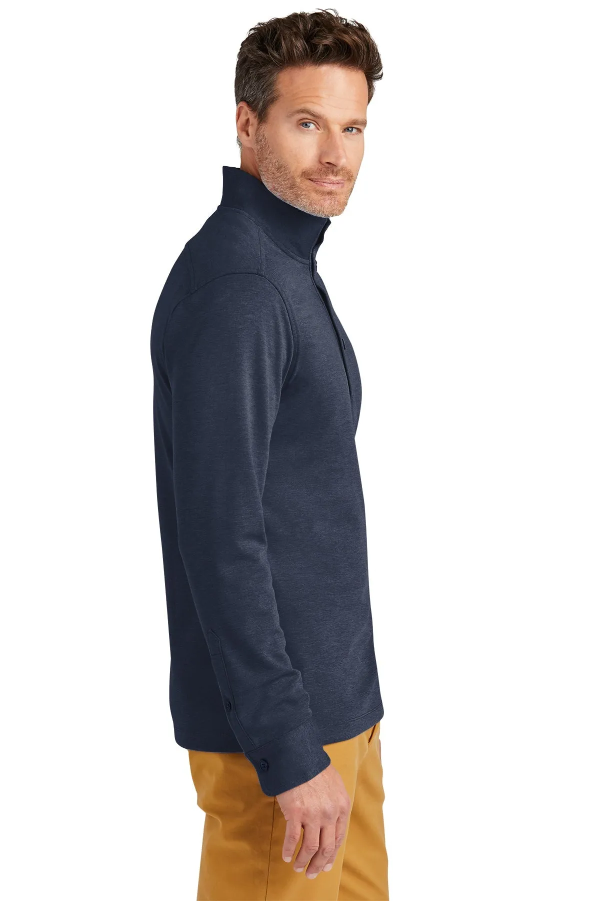 Brooks Brothers Mid-Layer Stretch 1/2-Button, Navy Blazer Heather