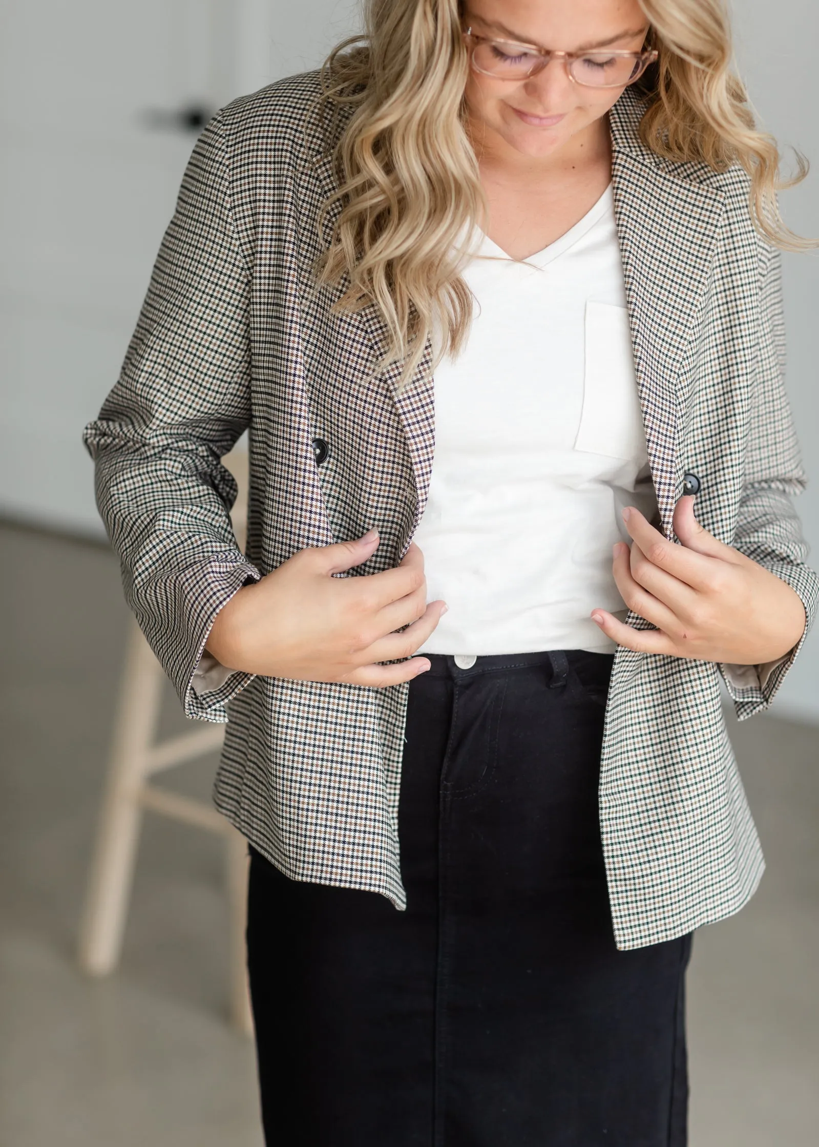 Brown Plaid Blazer Jacket - FINAL SALE