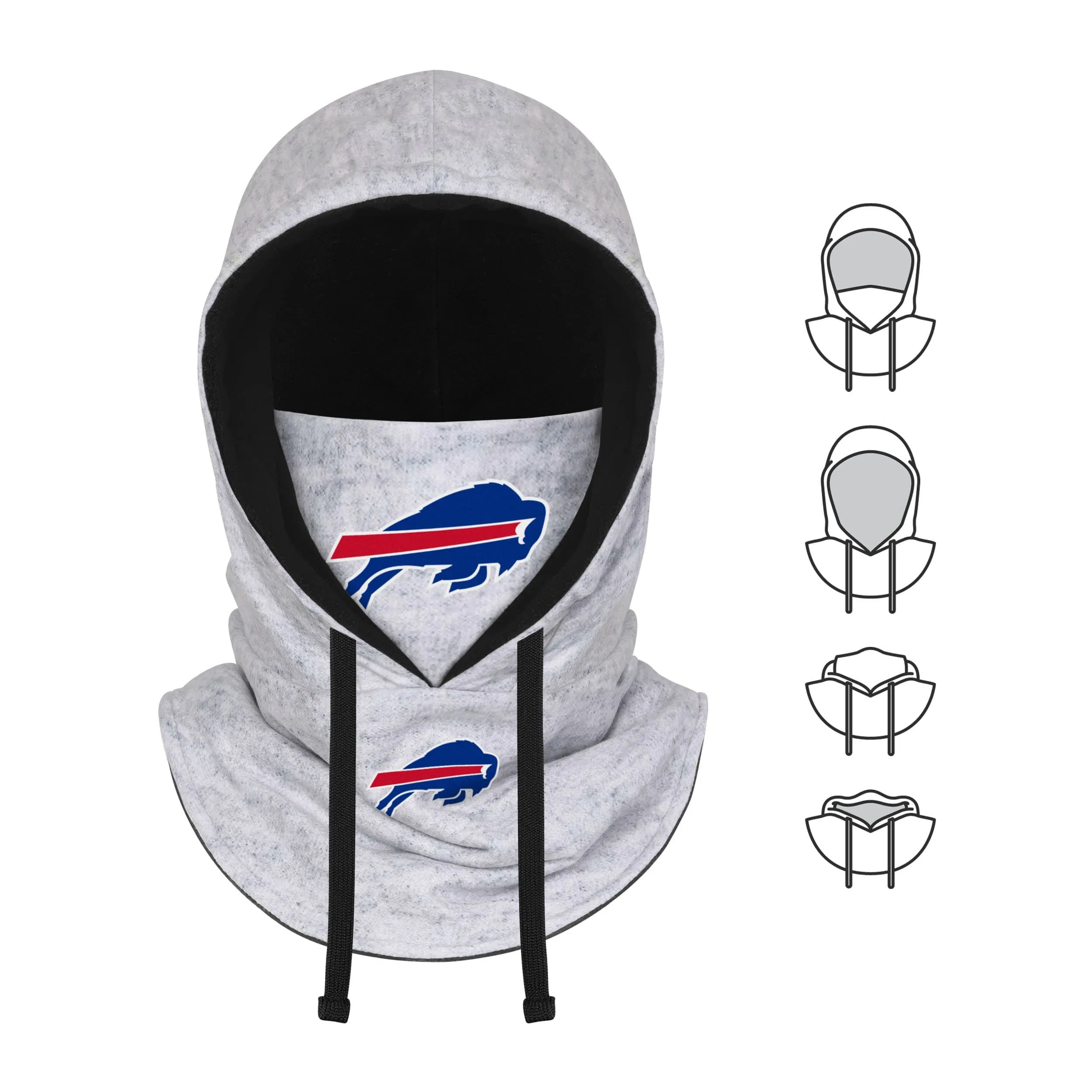 Buffalo Bills NFL Heather Gray Drawstring Hooded Gaiter Scarf