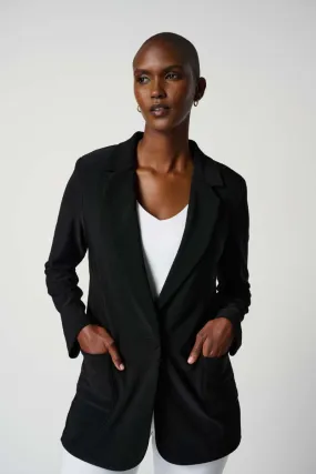 Buttoned Straight Blazer in Black 221317 by Joseph Ribkoff