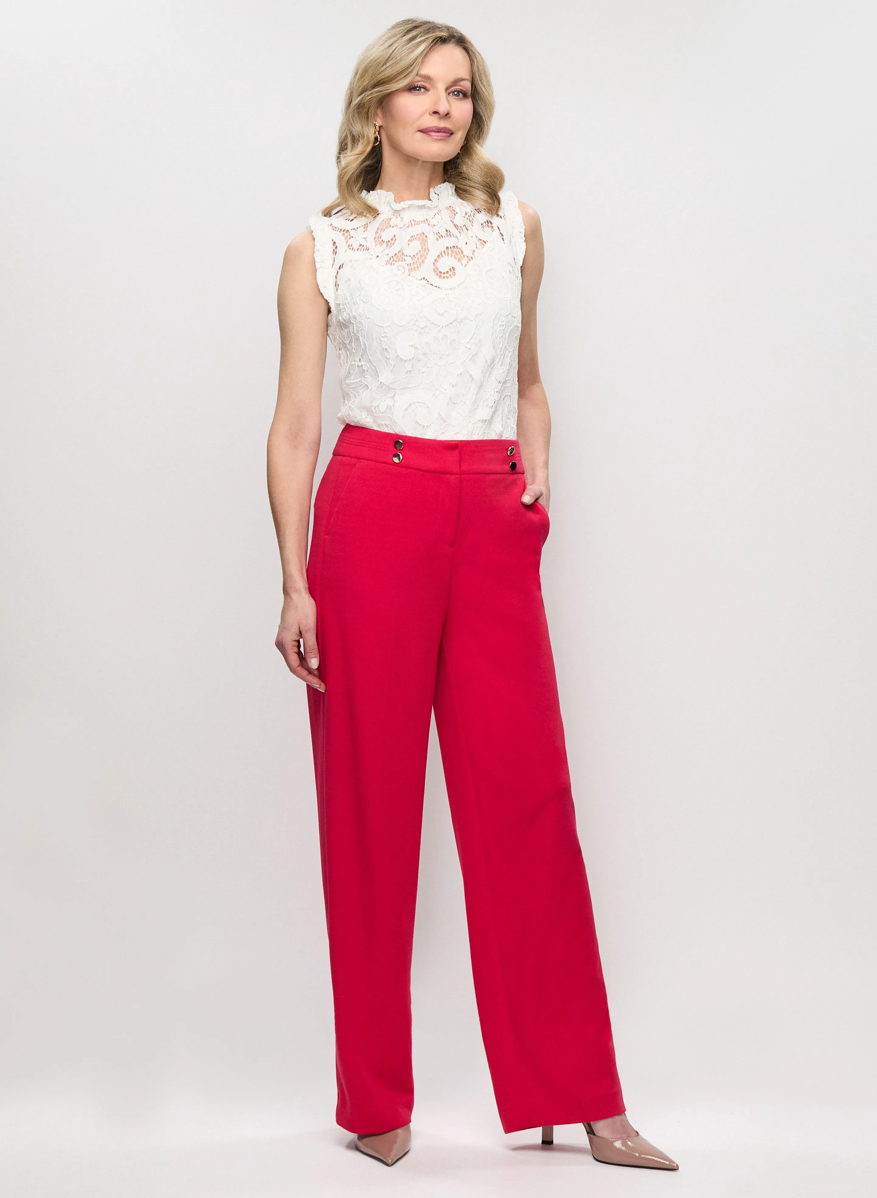 Cap Sleeve Lace Top & Wide Leg Pants