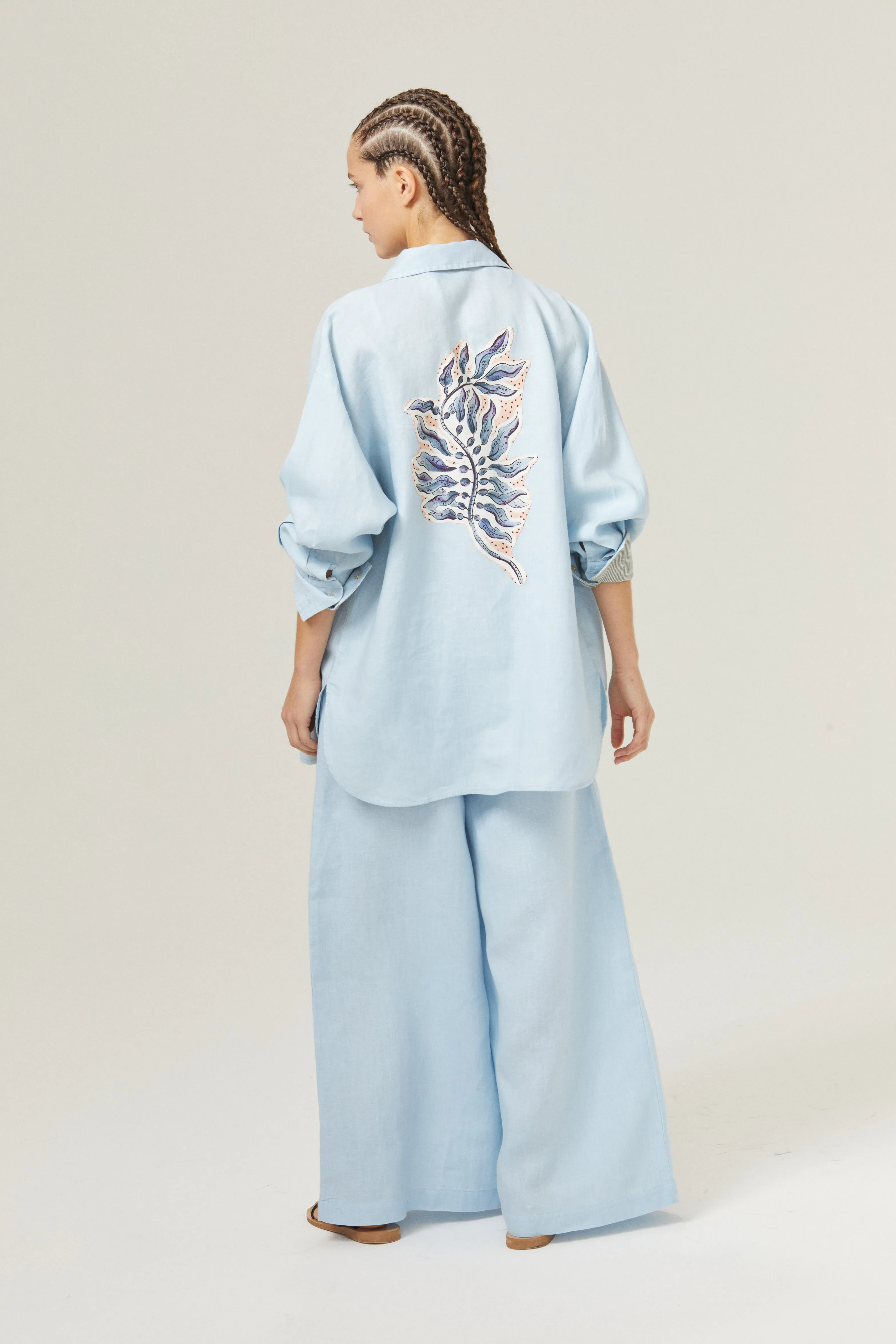 Cape Linen Pants - Sky Blue