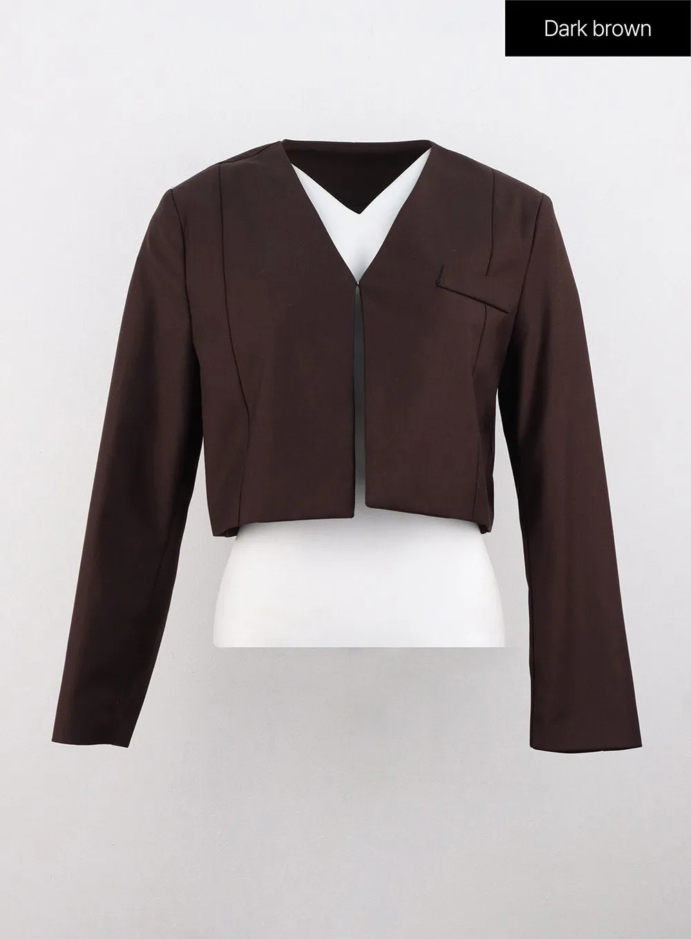 Collarless Cropped Blazer IS315