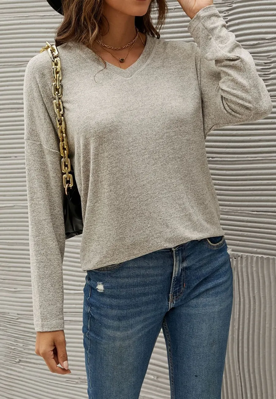 Cozy Drop Shoulder Basic Sweater