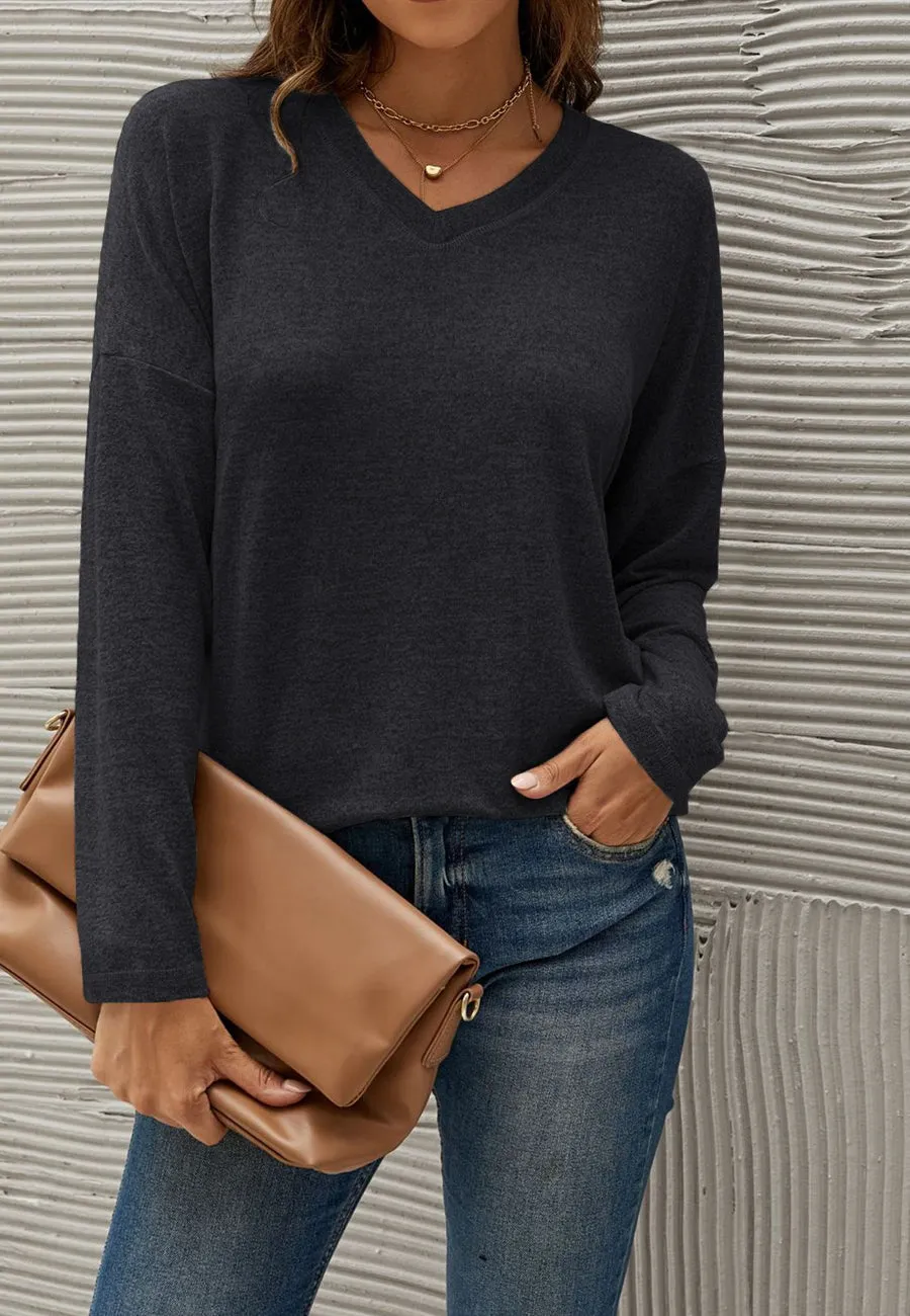 Cozy Drop Shoulder Basic Sweater