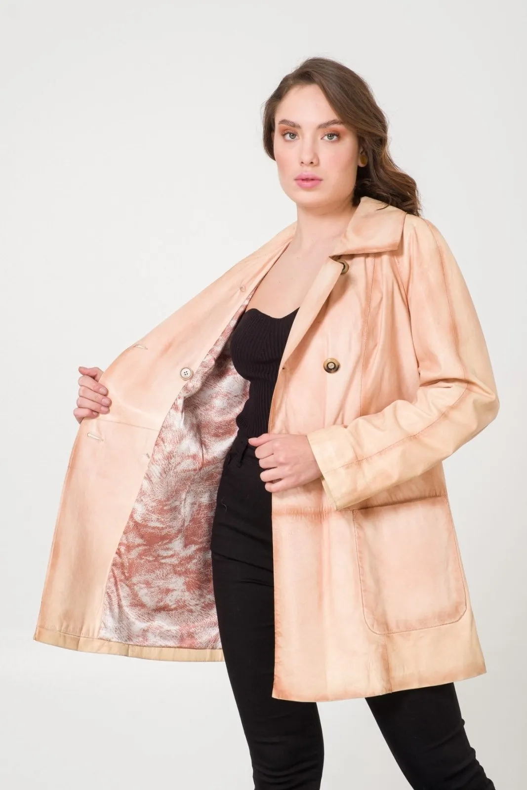 Cream Leather Coat