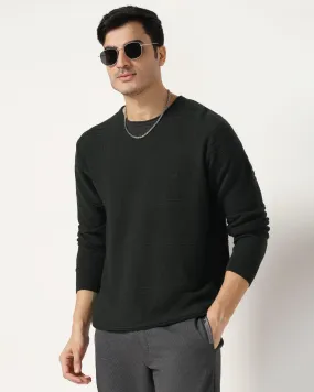 Crew Neck Olive Structure Sweater - Jacey