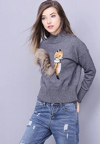 Cute Fox Sweater W/ Fur