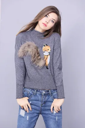 Cute Fox Sweater W/ Fur