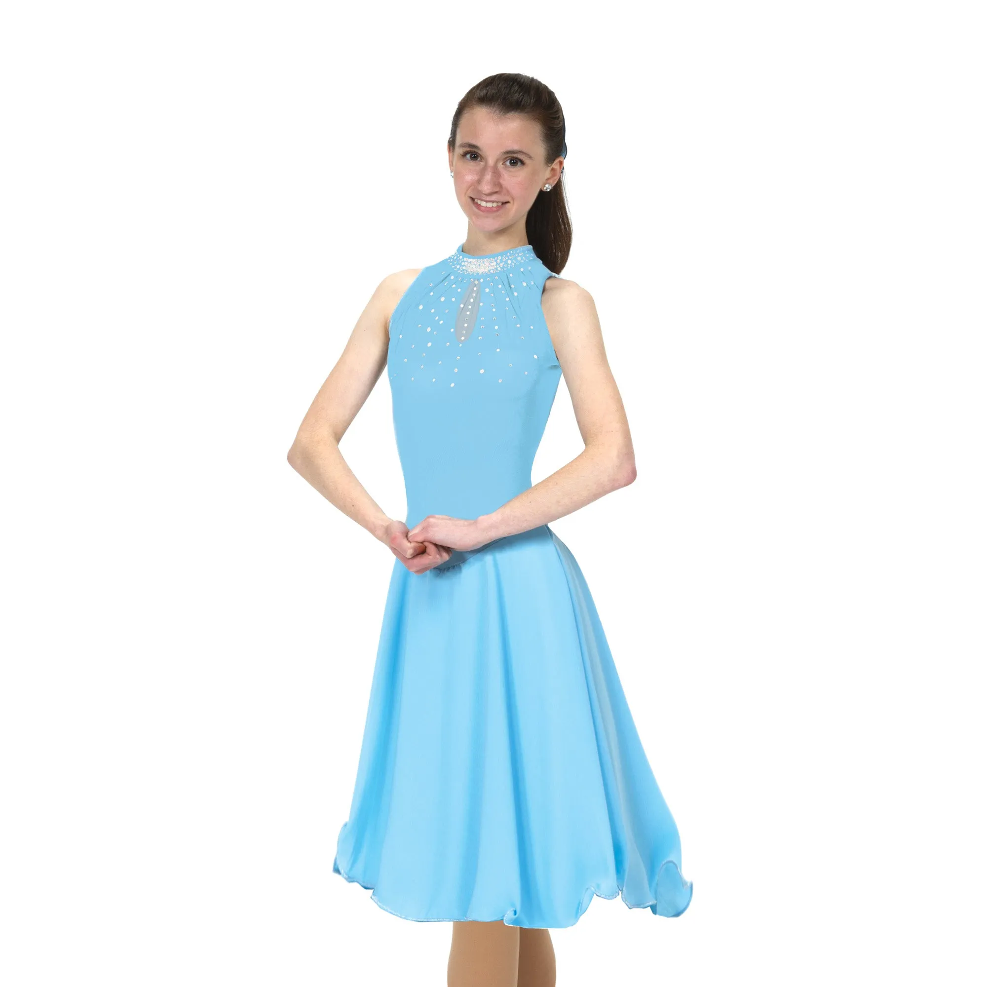 D22018R Competition Figure Skating Keyhole Dance Dress CRYSTAL